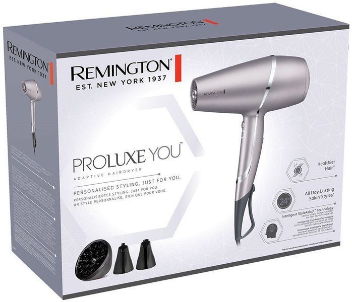 Фен Remington ProLuxe You Adaptive, 2400Вт, 3 режими, дифузор, іоніз-я, хол. обдув, турбо режим, сірий (AC9800) 366569 фото