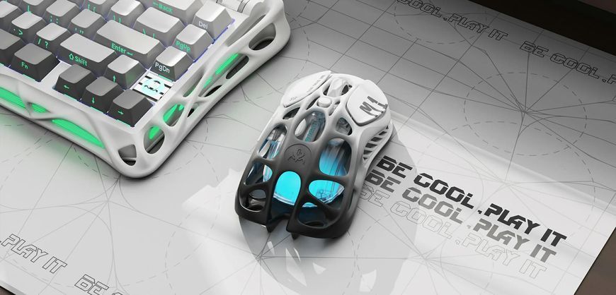 Миша GravaStar Mercury M1 Pro, BT/WL/USB-A, RGB, чорно-білий 380336 фото