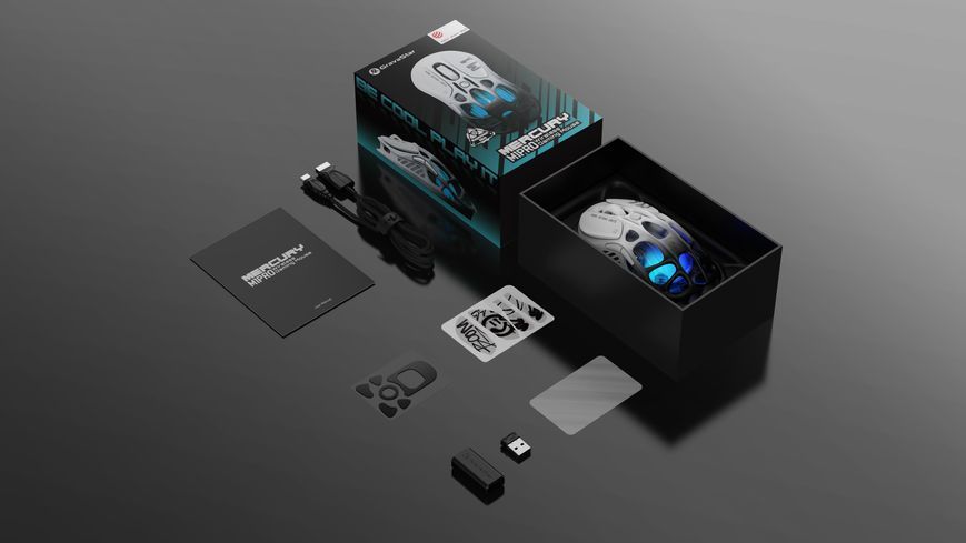 Миша GravaStar Mercury M1 Pro, BT/WL/USB-A, RGB, чорно-білий 380336 фото