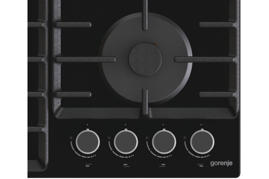 Варильна поверхня Gorenje газова на склі, 60см, чавун, чорний (GT642AB) 363201 фото