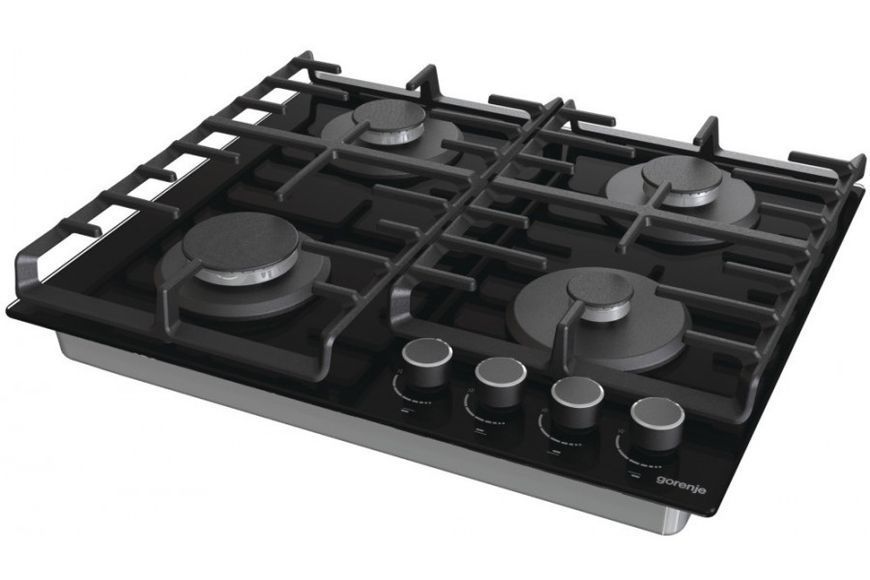Варильна поверхня Gorenje газова на склі, 60см, чавун, чорний (GT642AB) 363201 фото