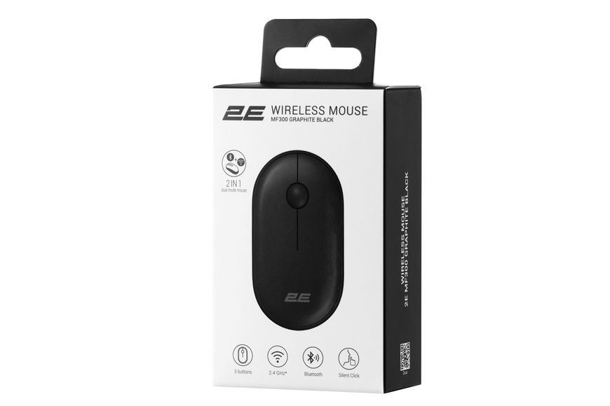 Миша 2E MF300 Silent, WL/BT, графітово-чорний (2E-MF300WBK) 364431 фото
