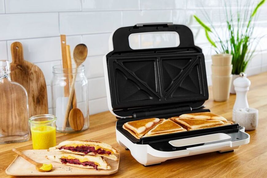 Мультимейкер Tefal Snack XL 850Вт, тефлон, 3 пластини, корпус-пластик, біло-чорний (SW701110) 370263 фото