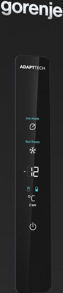 Холодильник з нижн. мороз. камерою Gorenje, 185х60х60см, 2 двері, 204(96)л, А++, NoFrost+ , LED дисплей, Зона св-ті, чорний (NRK6192ABK4) 376098 фото