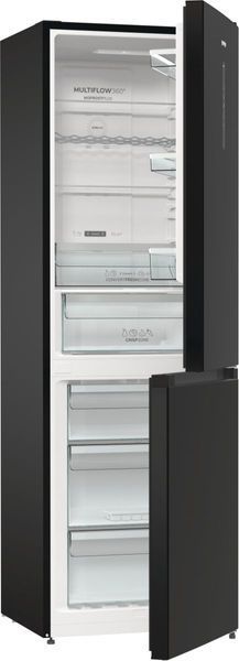 Холодильник з нижн. мороз. камерою Gorenje, 185х60х60см, 2 двері, 204(96)л, А++, NoFrost+ , LED дисплей, Зона св-ті, чорний (NRK6192ABK4) 376098 фото