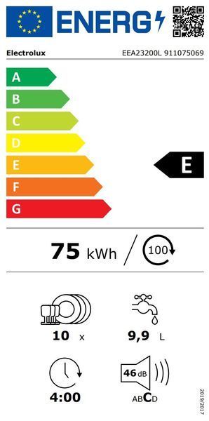 Посудомийна машина Electrolux вбудована, 10компл., Е, 45см, дисплей, інвертор, 3й кошик, чорний 398290 фото