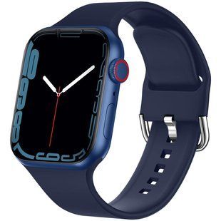 Ремінець Silicone-steel buckle для Apple Watch 38/40/41mm Navy blue 251213 фото