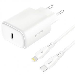 Зарядний Пристрій Proove Silicone Power 2 20W (Type-C) + Cable Type-C to Lightning (1m) (WCSP22010002) white 380676 фото