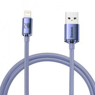 Кабель Baseus Crystal Shine Series Fast Charging Data USB кабель USB To IP 2.4A 1.2m (CAJY000005) Purple 255222 фото