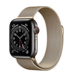 Смарт-годинник Apple Watch Series 6 40mm 4G Graphite Stainless Steel Case With Gold Milanese Loop M0DF3/M0DW3 262715 фото