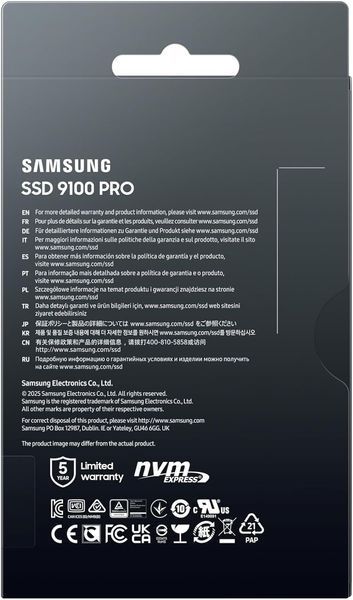 Твердотільний запам&rsquo;ятовувальний пристрій накопичувач (SSD) G5 M.2 NVME 4TB 9100 PRO MZ-VAP4T0BW SAMSUNG 359106 фото