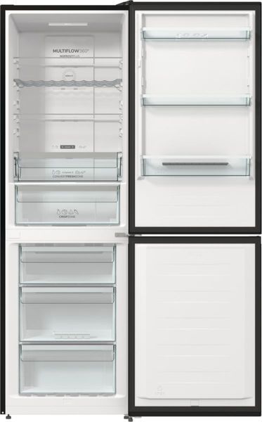 Холодильник з нижн. мороз. камерою Gorenje, 185х60х60см, 2 двері, 204(96)л, А++, NoFrost+ , LED дисплей, Зона св-ті, чорний (NRK6192ABK4) 376098 фото