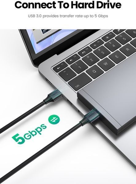 Кабель UGREEN US128 USB-A 3.0 Male To Male Cable 2m Black (10371) 278867 фото
