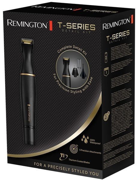 Тример Remington T-Series, для бороди, вусів, окантовки, брови, носа та вух, ААх1, вібраційний мотор, насадок-4, сталь, чорний (NE7000) 371223 фото