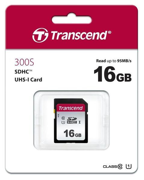 Карта пам'яті Transcend SD 16GB C10 UHS-I R95/W10MB/s (TS16GSDC300S) 372255 фото