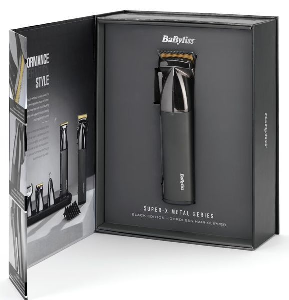 Машинка для стриження Babyliss Super-X Metal Series, акум., насадок-12, сталь з графітовим покриттям, чорно-сріблястий (E991E) 370492 фото