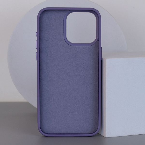 Шкіряний чохол Bonbon Leather Metal Style with MagSafe для Apple iPhone 14 Pro (6.1") Сірий / Lavender 276626 фото