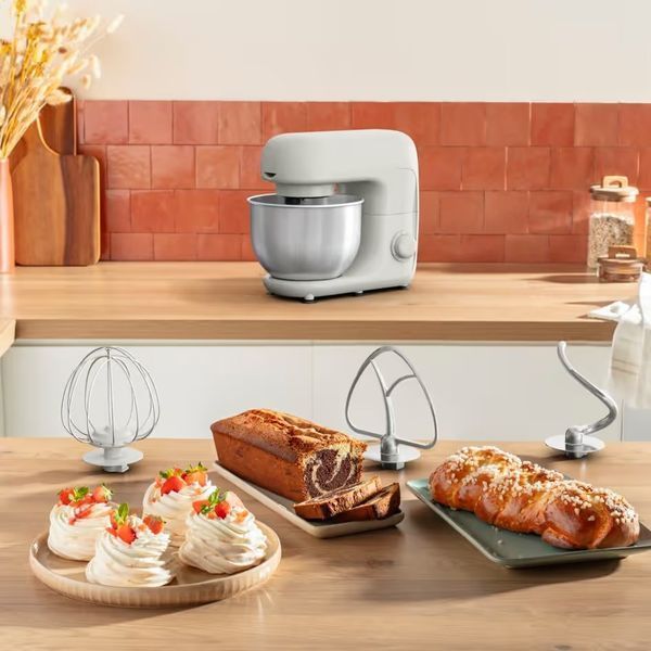 Міксер Tefal планетарний Bake Essential 800Вт, насадки-3, чаша-нерж., метал, 4.8л, білий (QB160138) 371481 фото