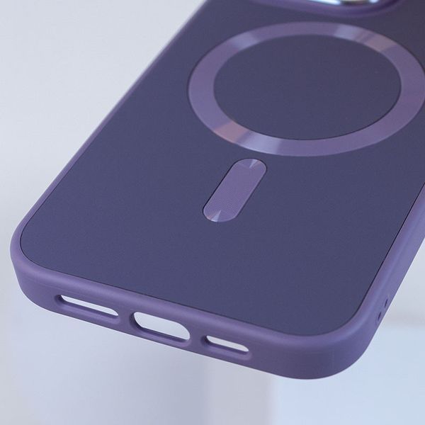 Шкіряний чохол Bonbon Leather Metal Style with MagSafe для Apple iPhone 14 Pro (6.1") Сірий / Lavender 276626 фото