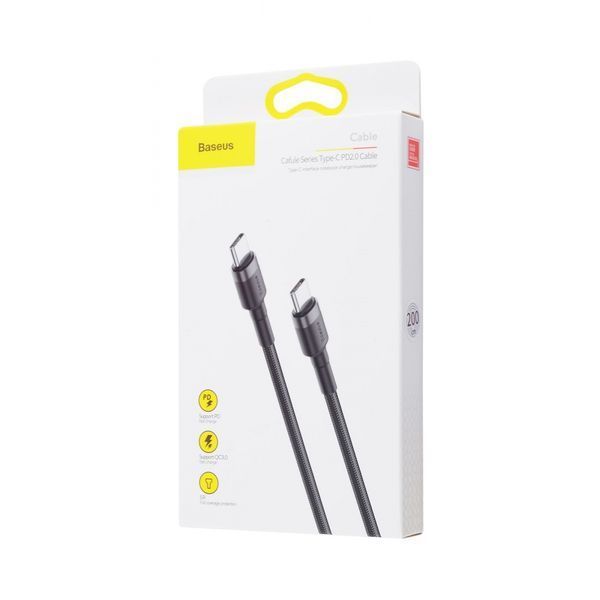 Кабель Baseus Cafule Type-C to Type-C PD 2.0 60W (2m) CATKLF-HG1 (gray/black) 208005 фото