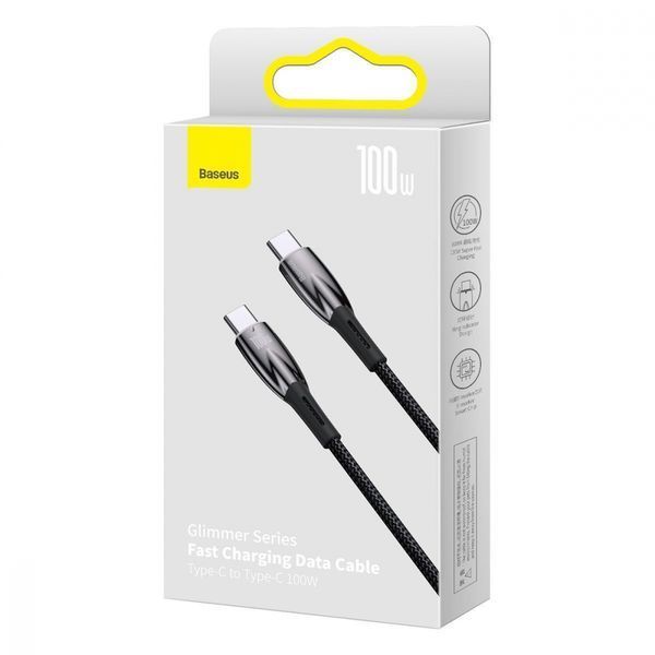 Кабель Baseus Glimmer Series Fast Charging Type-C To Type-C 100W (2m) CADH000801 Black 272582 фото