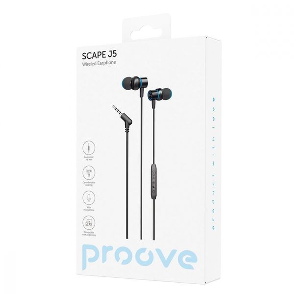 Дротові навушники Proove Scape J5 3.5mm (WESJ50000801) Black 287174 фото