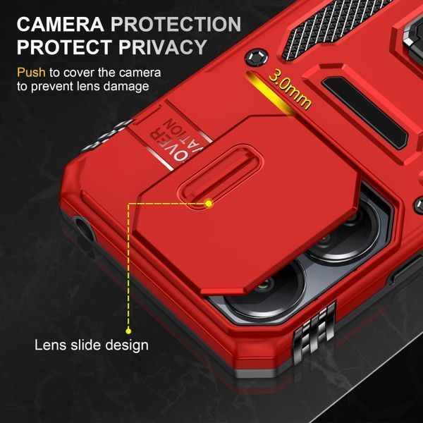 Ударостійкий чохол Camshield Army Ring для Xiaomi Redmi 13C / Poco C65 Червоний / Red 315908 фото