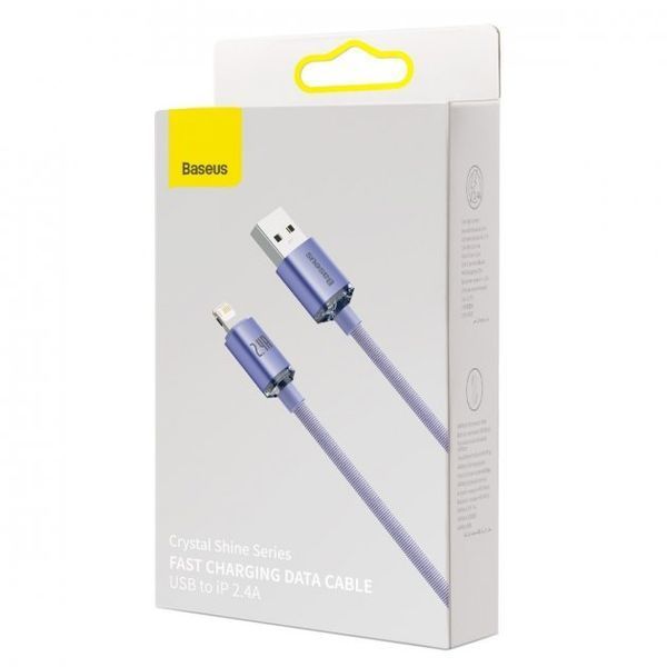 Кабель Baseus Crystal Shine Series Fast Charging Data USB кабель USB To IP 2.4A 1.2m (CAJY000005) Purple 255222 фото