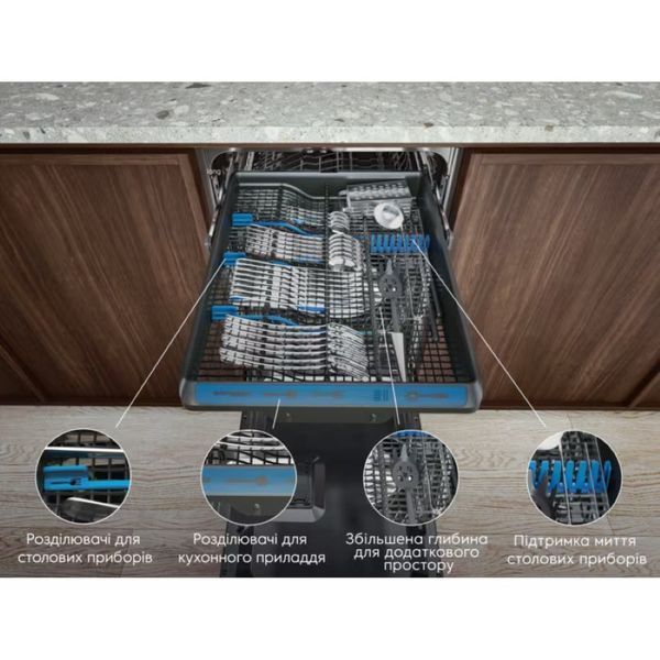 Посудомийна машина Electrolux вбудована, 10компл., Е, 45см, дисплей, інвертор, 3й кошик, чорний 398290 фото