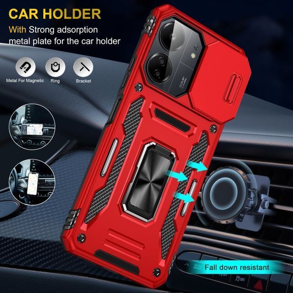 Ударостійкий чохол Camshield Army Ring для Xiaomi Redmi 13C / Poco C65 Червоний / Red 315908 фото