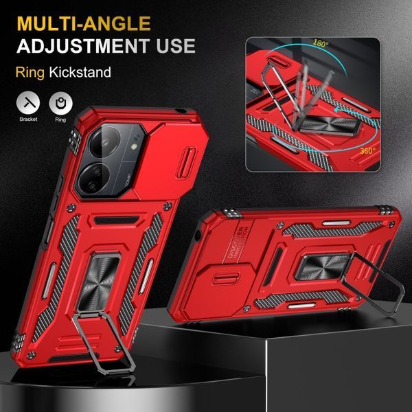 Ударостійкий чохол Camshield Army Ring для Xiaomi Redmi 13C / Poco C65 Червоний / Red 315908 фото