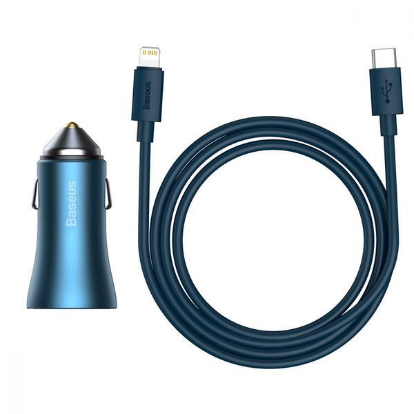 АЗП Baseus Golden Contactor Pro 40W USB + Type-C + Cable Type-C to Lightning (1m) (TZCCJD-B0G) Dark Gray 344230 фото