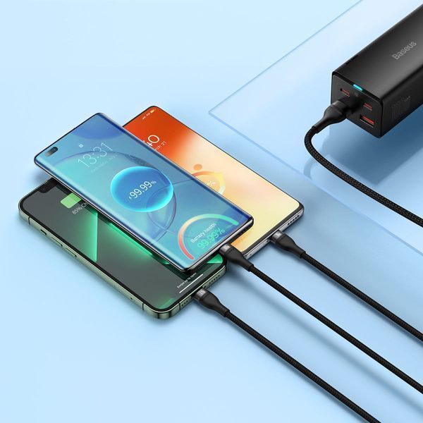 Кабель Baseus Flash SeriesⅡOne-for-three Fast Charging Data Cable USB To M+L+C 100W 1.2m (CASS030001) Black 266308 фото