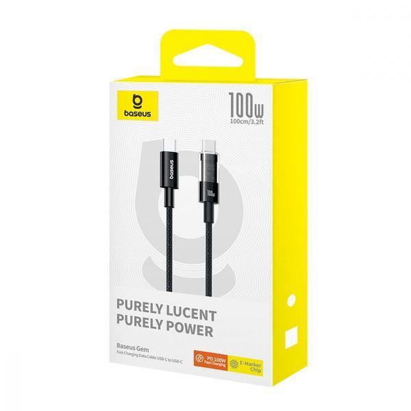 Кабель Baseus Gem Fast-Charging Data Cable Type-C to Type-C 100W 1m black (P10373000111-00) 405000 фото