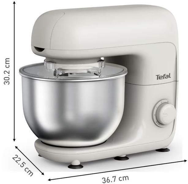 Міксер Tefal планетарний Bake Essential 800Вт, насадки-3, чаша-нерж., метал, 4.8л, білий (QB160138) 371481 фото