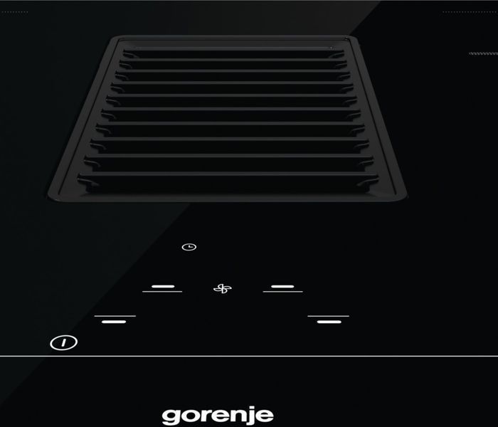 Варильна повверхня Gorenje індукційна, 83см, розширена зона, вбудована витяжка, 620м.куб/год, чорний (HET949BSC) 367502 фото