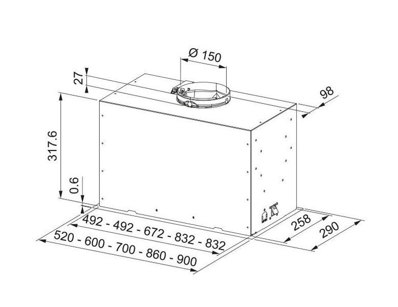 Витяжка Franke вбудовувана, 70см, 1250м.куб/год, Box Flush Basic FBFE LG A70, cвітло-сірий 374261 фото