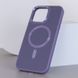 Шкіряний чохол Bonbon Leather Metal Style with MagSafe для Apple iPhone 14 Pro (6.1") Сірий / Lavender 276626 фото 3