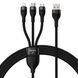 Кабель Baseus Flash SeriesⅡOne-for-three Fast Charging Data Cable USB To M+L+C 100W 1.2m (CASS030001) Black 266308 фото 1