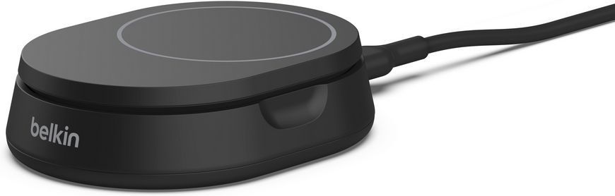 Зарядний пристрій бездротовий Belkin 15Вт Magnetic Stand Qi2, адаптер 20Вт USB-C, чорний (WIA008VFBK) 372381 фото