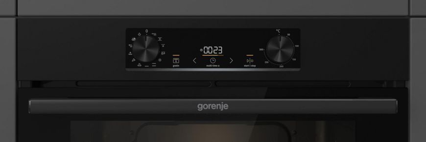 Духова шафа Gorenje електрична, 77л, A+, дисплей, IconLed, піроліз, чорний (BOP6737E02BK) 366587 фото