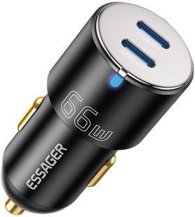 Автомобільний Зарядний пристрій Essager City Dual Type-C Car Charger 66W (ECC2C-FF01) Black 315315 фото