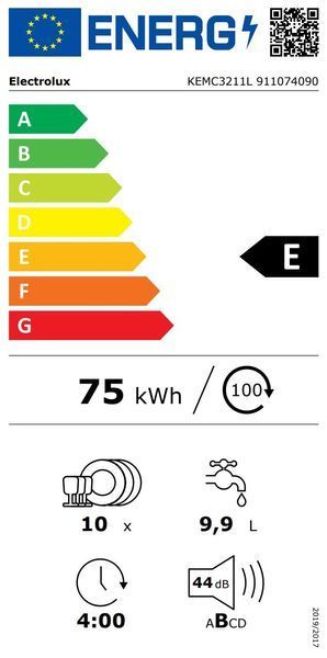 Посудомийна машина Electrolux вбудована, 10компл., Е, 45см, дисплей, інвертор, 3й кошик, чорний 398322 фото