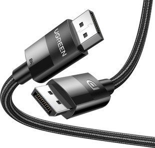 Кабель UGREEN DP114 DP 1.4 Male To Male Plastic Case Braided Cable 1.5m Black (80391) 280930 фото