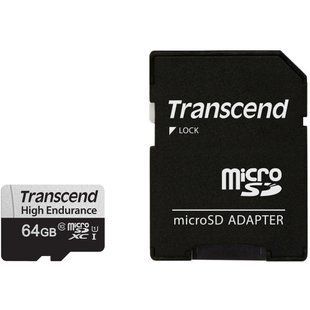 Карта пам'яті Transcend microSD 64GB C10 UHS-I U1 High Endurance (85TB) (TS64GUSD350V) 372261 фото