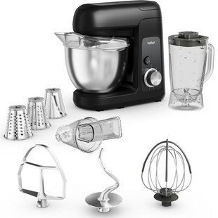 Кухонна машина Tefal Bake Partner 1100Вт, чаша-метал, корпус-пластик, насадок-6, чорний (QB522838) 371482 фото