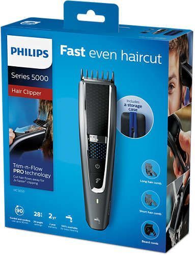 Машинка для стриження Philips Series 5000, акум., роторний мотор, насадок-2, кейс, сталь, чорно-сірий (HC5650/15) 371993 фото