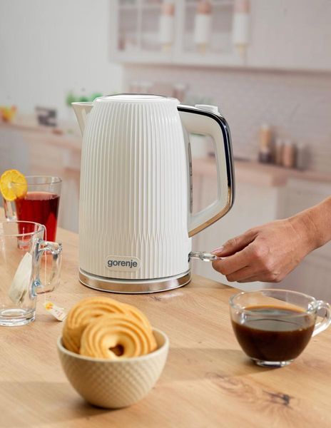Електрочайник Gorenje 1.7л, Strix-контроль, білий матовий (K17DPW) 370957 фото