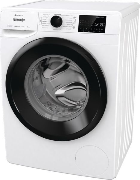 Пральна машина Gorenje фронтальна, 9кг, 1400, A+++, 46,5см, дисплей, інвертор, пара, Wi-Fi, білий (WPNEI94A1SWIFI) 374917 фото