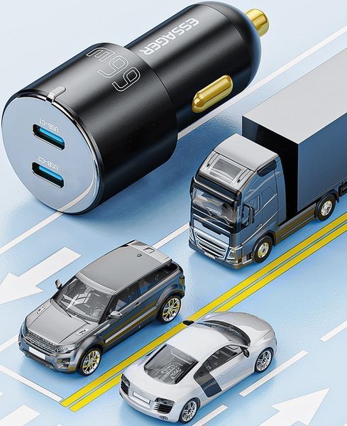 Автомобільний Зарядний пристрій Essager City Dual Type-C Car Charger 66W (ECC2C-FF01) Black 315315 фото